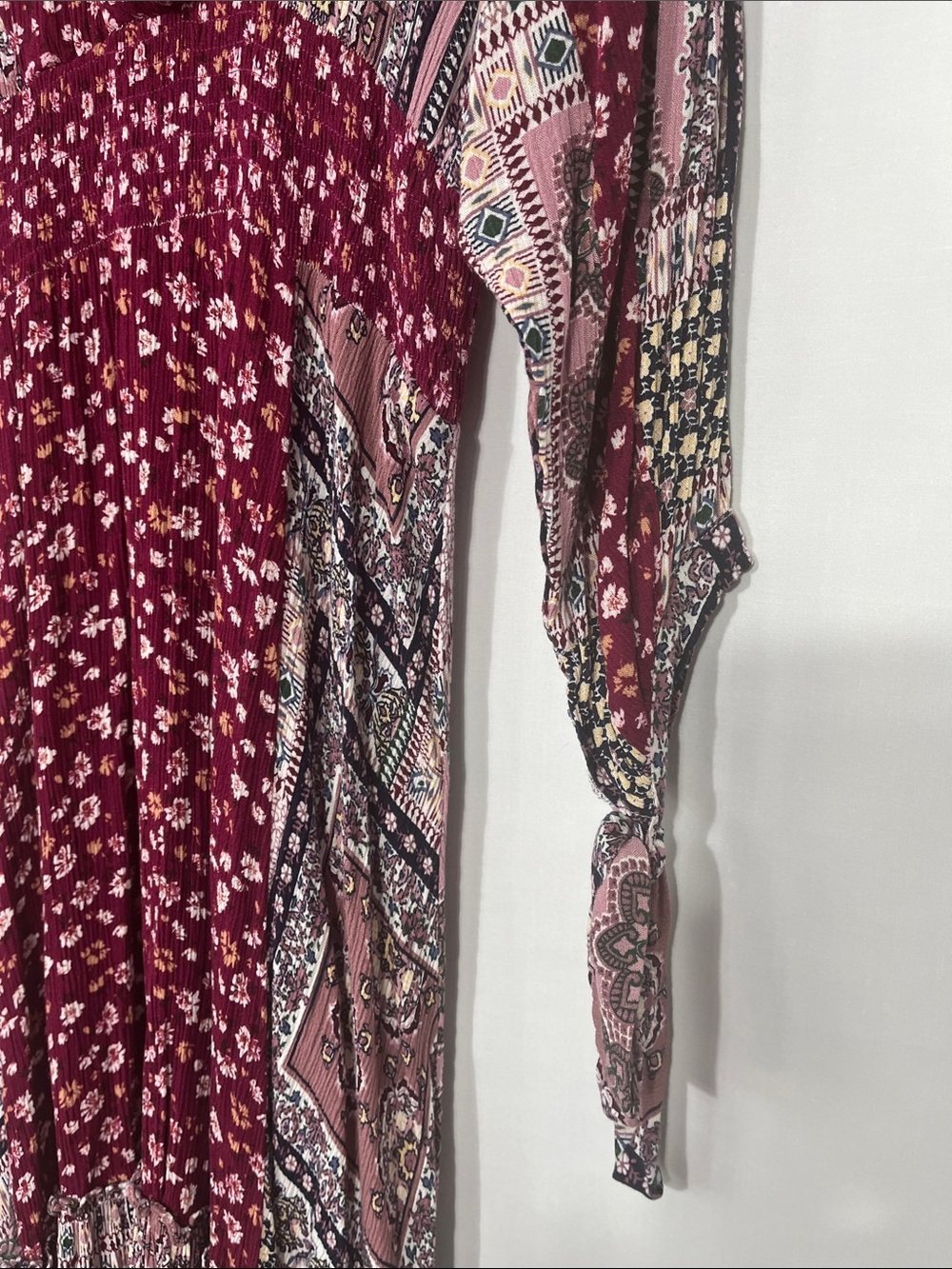 GIGIO Burgundy and Pink Asymmetrical Patchwork Dress - Picture 5 of 9